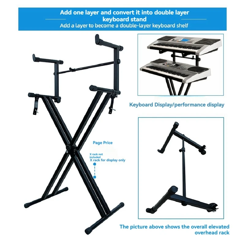 Adjusted Electronic Piano Second Tiers Stand Piano Keyboard Stand Electric Piano Holder Adjustable Stable Keyboard Rack