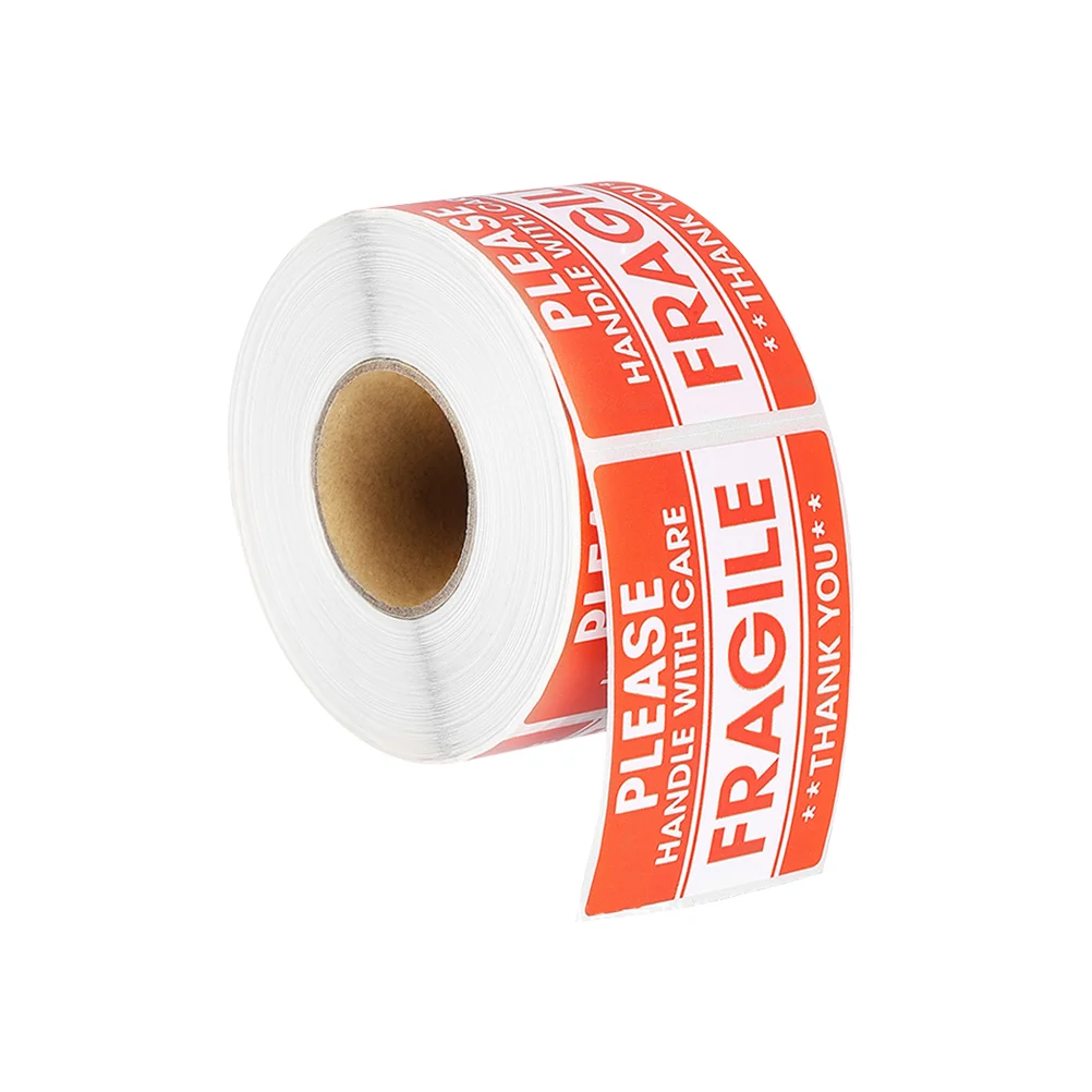 

500 Pcs/Roll Copper Plate Sticker Stickers Fragile Handle with Care Adhesive Warning Sign