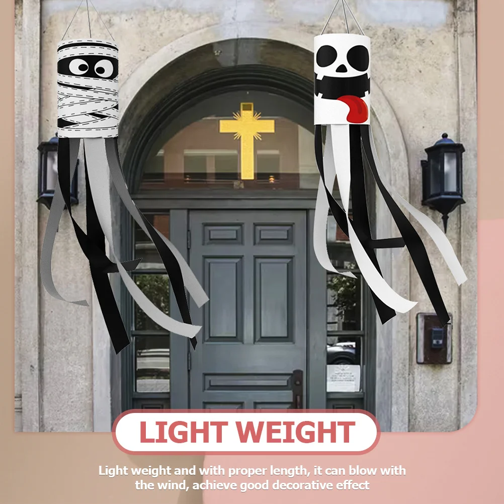 

4 pcs Ghost Windsock Halloween Yard Decoration Outdoor Party Wind Sock Festival Decorations Lightweight Polyester Vivid Print