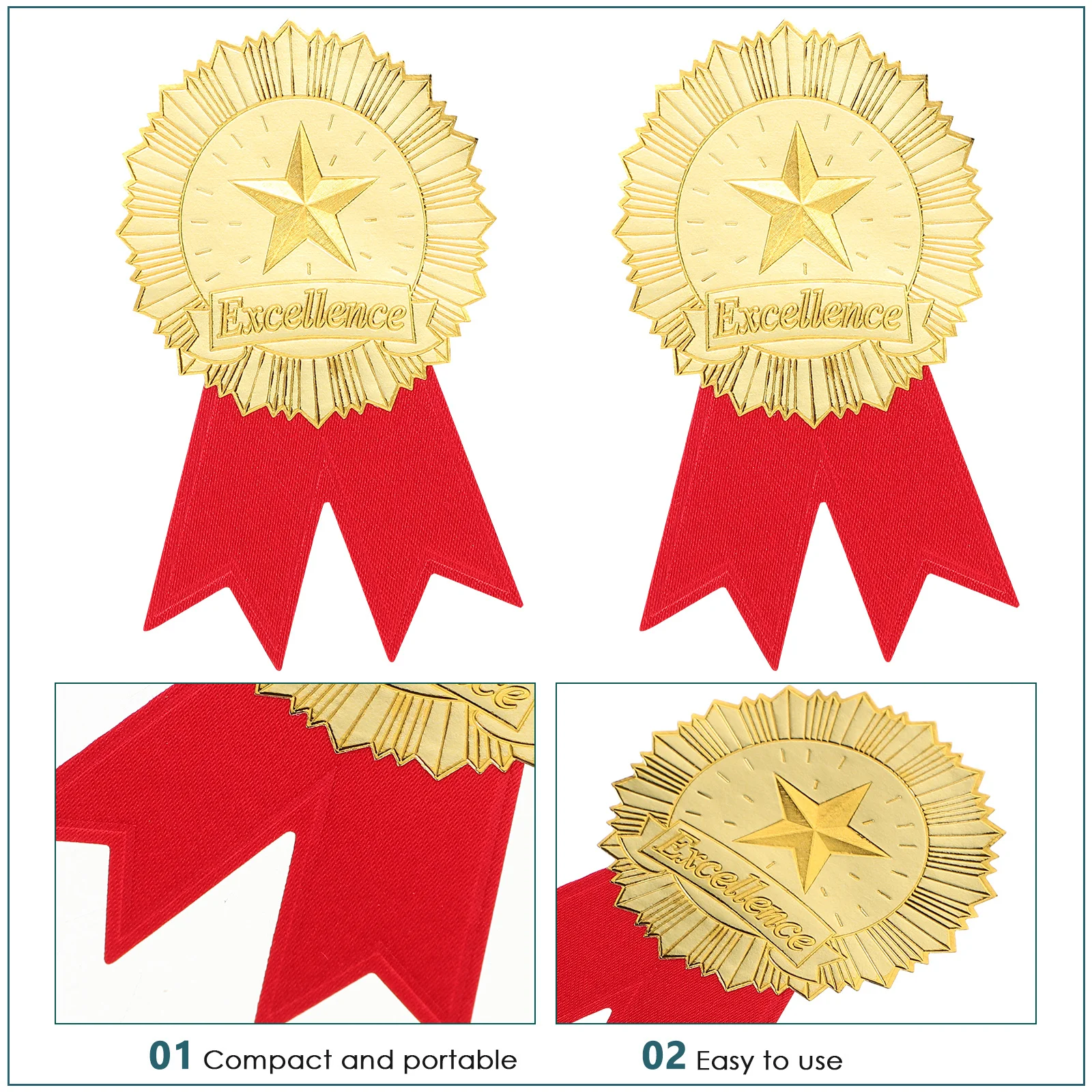 1Set Versatile Use Certificate Award Seal Stickers Easy Application Embossed Seals Graduation Medals Grad Stickers