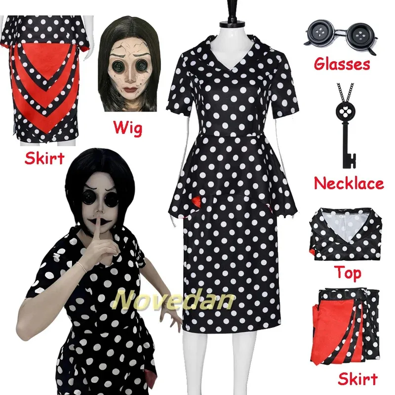 

Coraline Mother Costume Wig Dress Eyes Necklace Women Anime Coraline Other Mother Cosplay Halloween Party Costume Props