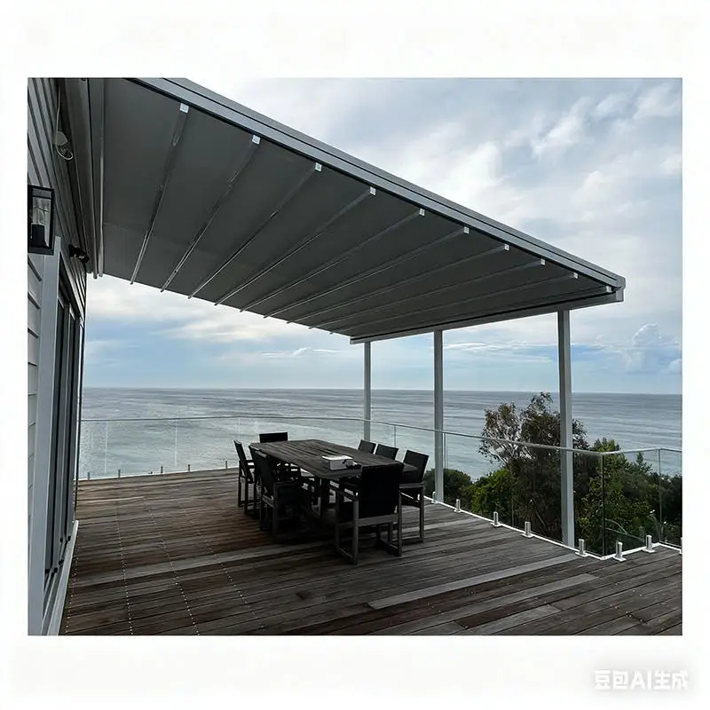Electric Retractable Awning Waterproof Sunshade Canopy with Aluminum Frame for Garden Patio Terrace