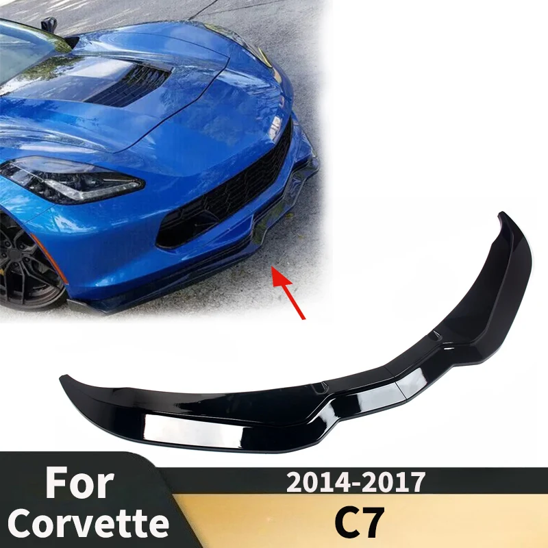 Front Bumper Lip for Corvette C7 2014-2017 Changeover Refit ZR1 Car Lower Spoiler Splitter Blade Guard Board Body kits Tuning
