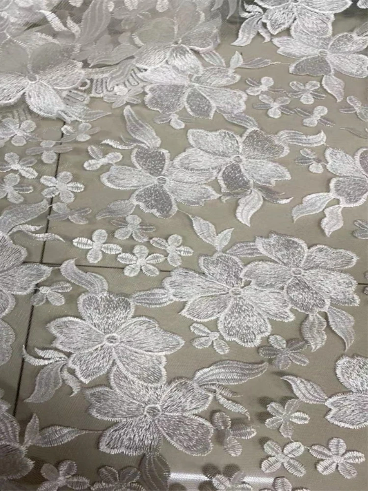 Embroidered Mesh Fabric Elastic Lace Wedding Dress Cheongsam Apparel Sewing Clothing for By Meter Diy Sew Cloth Material