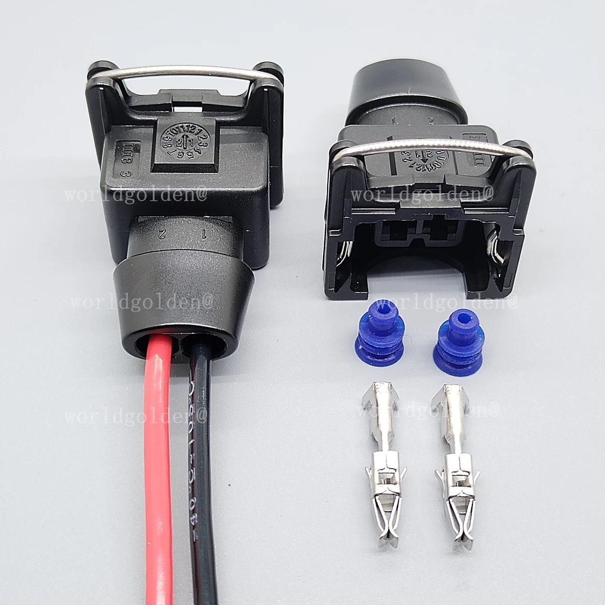 2-Pin Auto Fuel Injector Connector Plug 106462-1 827551-3 828657-3 for Universal Car