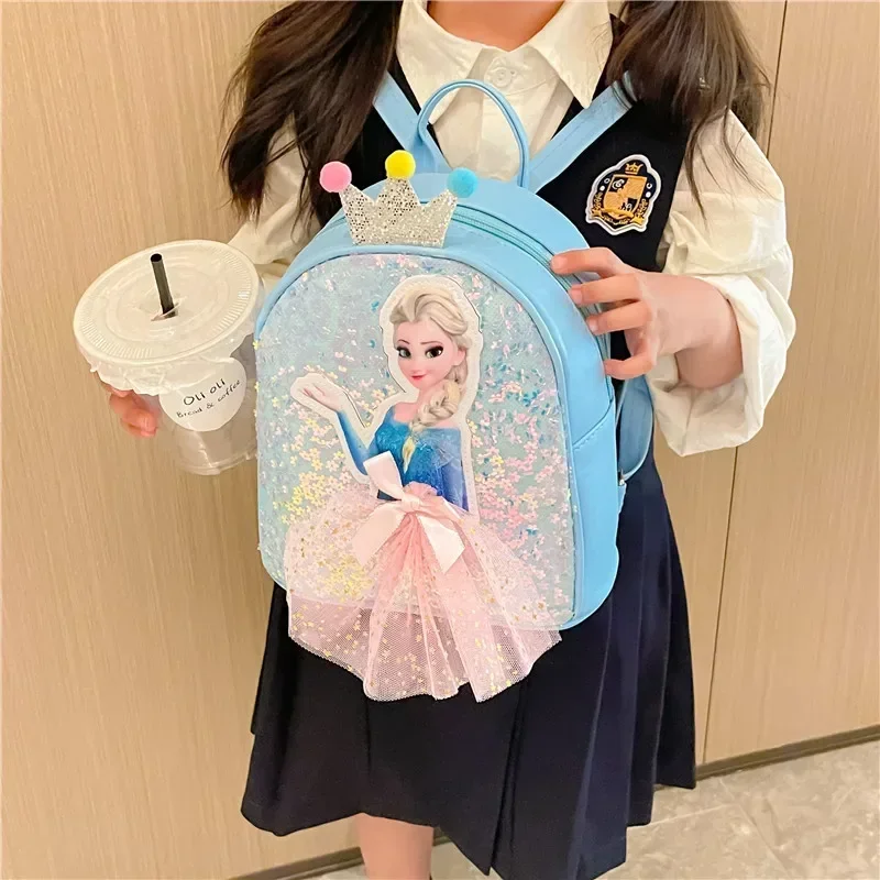 Disney Frozen ELSA children Princess Backpack Kindergarten Baby Mini Schoolbag Cartoon Cute Sequin Shoulder Bag Girls Handbag