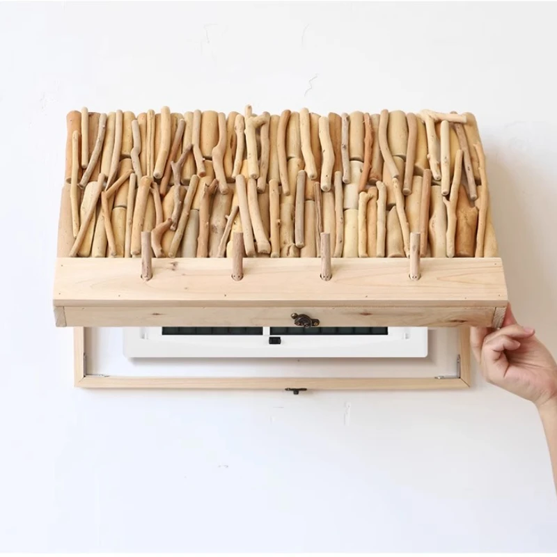 

Creative Wood Electric Meter Box Wall Ornament Switch Box Frame Cover Home Distribution Box Occlusion Wifi Wire Rack Hook Decor