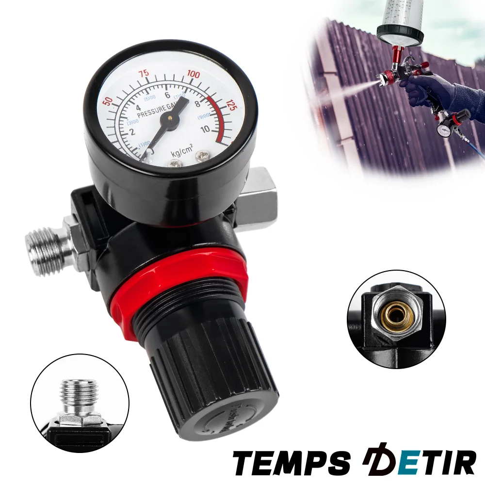 Mini Air Regulator Pressure Gauge for HVLP Spray Gun,G1/4 Thread, Adjustable Air Pressure Valve,0-150PSI/10Bar