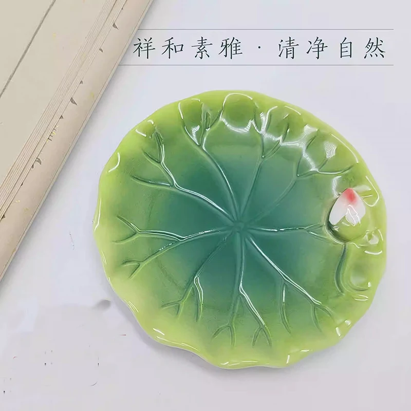 

Керамическая тарелка для чернил Zen Lotus Leaf и подставка для кистей — набор для китайской каллиграфии для письма Сяокай | Элегантный декор стола