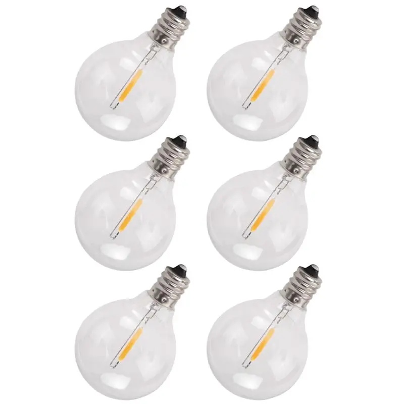 Kitchen Appliance 6Pcs G40 Led Replacement Light Bulbs, E12 Screw Base Shatterproof LED Globe Bulbs For Solar String Lights Warm