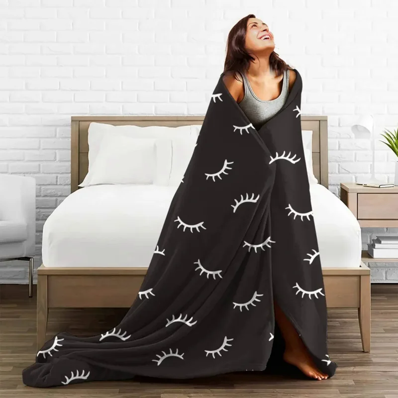 Eyelash blanket velvet print Beauty Glam closed eyes portable ultra-soft throw blanket for bedding outdoor bedding throws