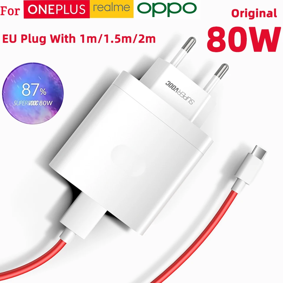 Original Oneplus Charger 80W SuperVOOC Adapter Usb C Cord One Plus 13S 12 11 10 Nord 5 4 9 For OPPO Find X9 Reno 14 Pro Realme