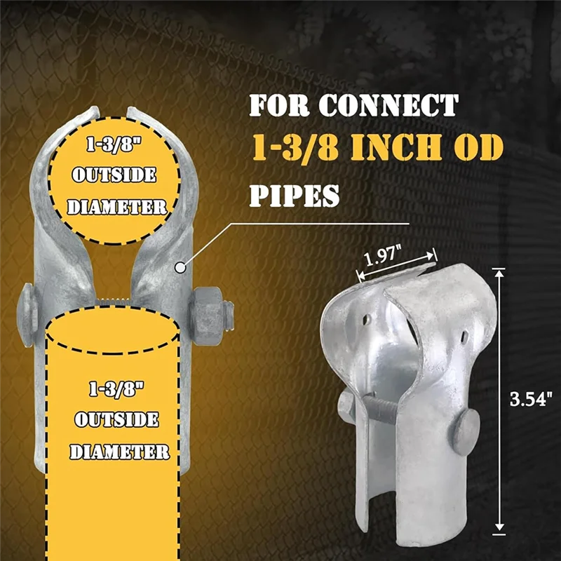

1-3/8In X 1-3/8In End Rail T Clamp, Galvanized Steel Chain Link Fence T Clamp, End Rail Clamp For 1-3/8In OD Pipe 4 Pack-A57X