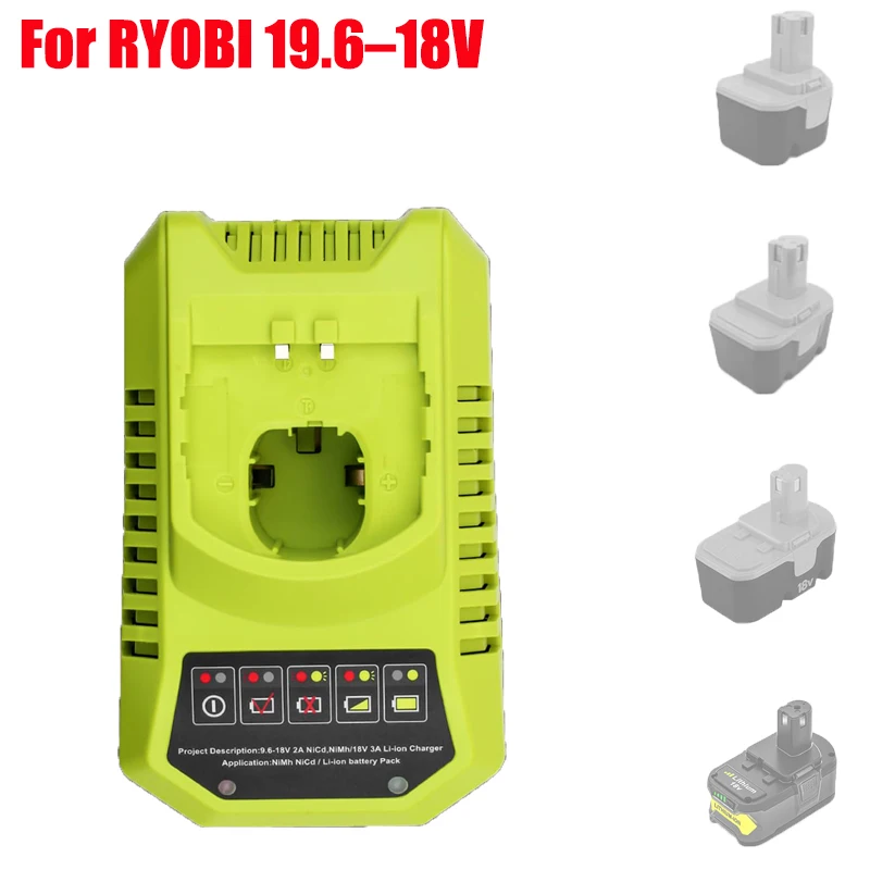 

Power Tool Battery Charging Station Portable Battery Charger for RYOBI 19.6–18V Batteries P117 Lithium-ion Battery Fast Charger