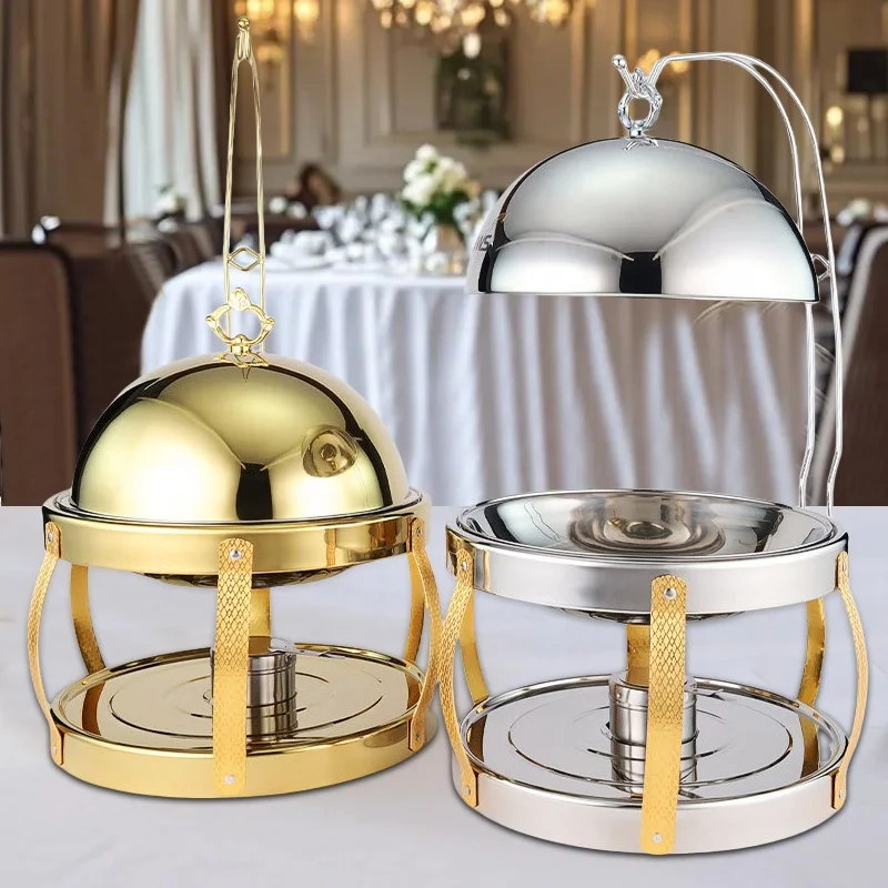 

New Style 8L Wedding Chafing Dish Stainless Steel Chaffing Dish Round Gold Serving Dishes For Catering