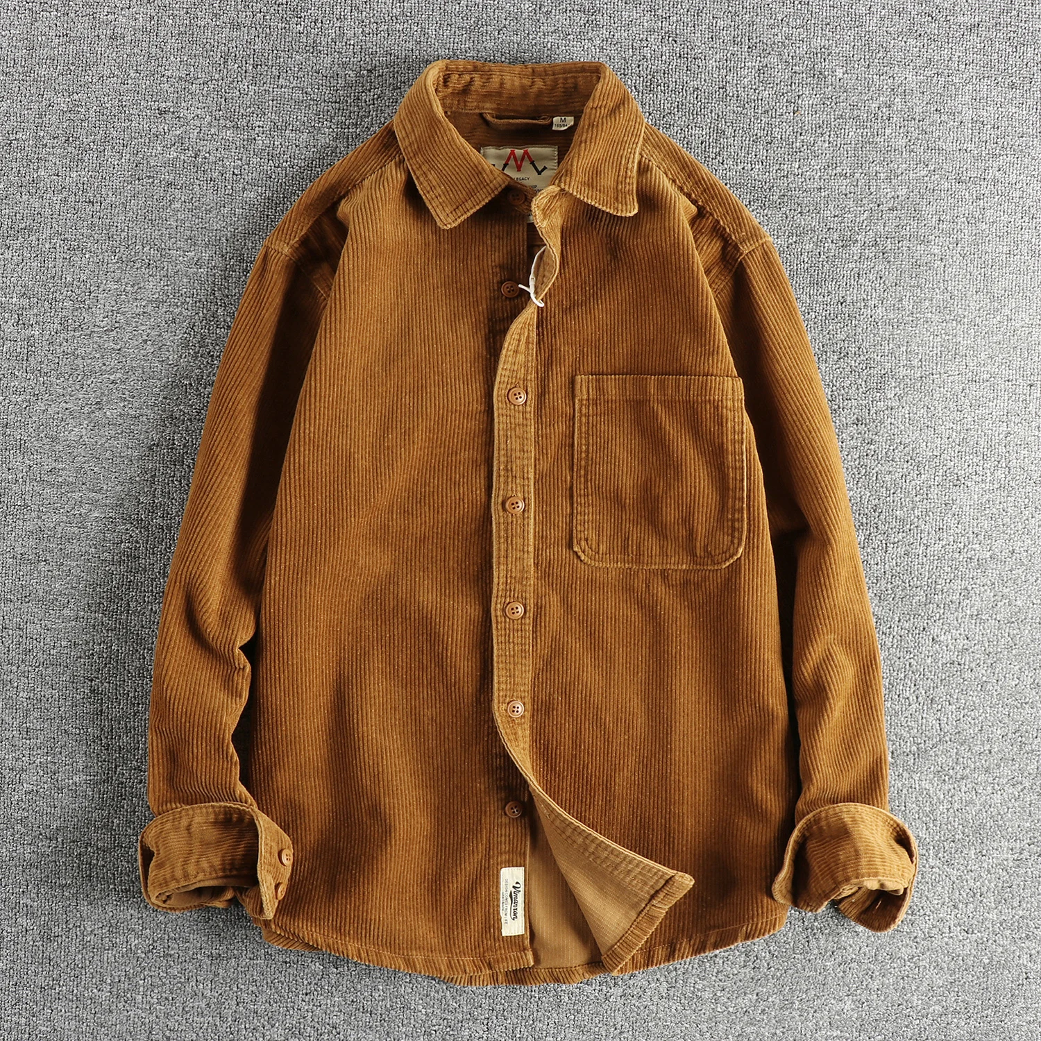 2024 Autumn And Winter New American Retro  Long-Sleeve Lapel  Men\'s 100% Cotton  Corduroy Shirt Loose Fashion Casual Blouses
