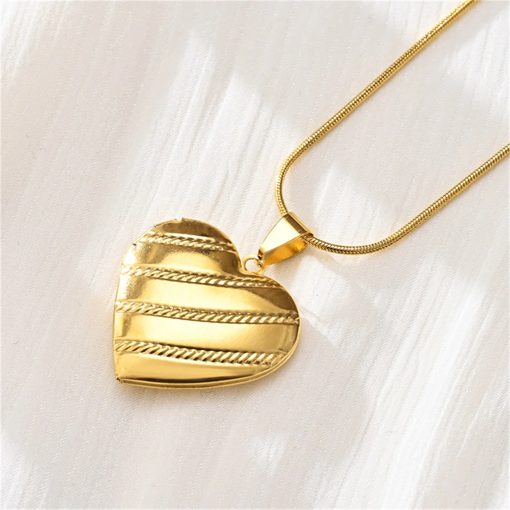 Romantische Foto Rahmen Herz Medaillon Anhänger Weibliche Gold Farbe Edelstahl Schlange Knochen Kette Halskette Für Frauen Schmuck Geschenk