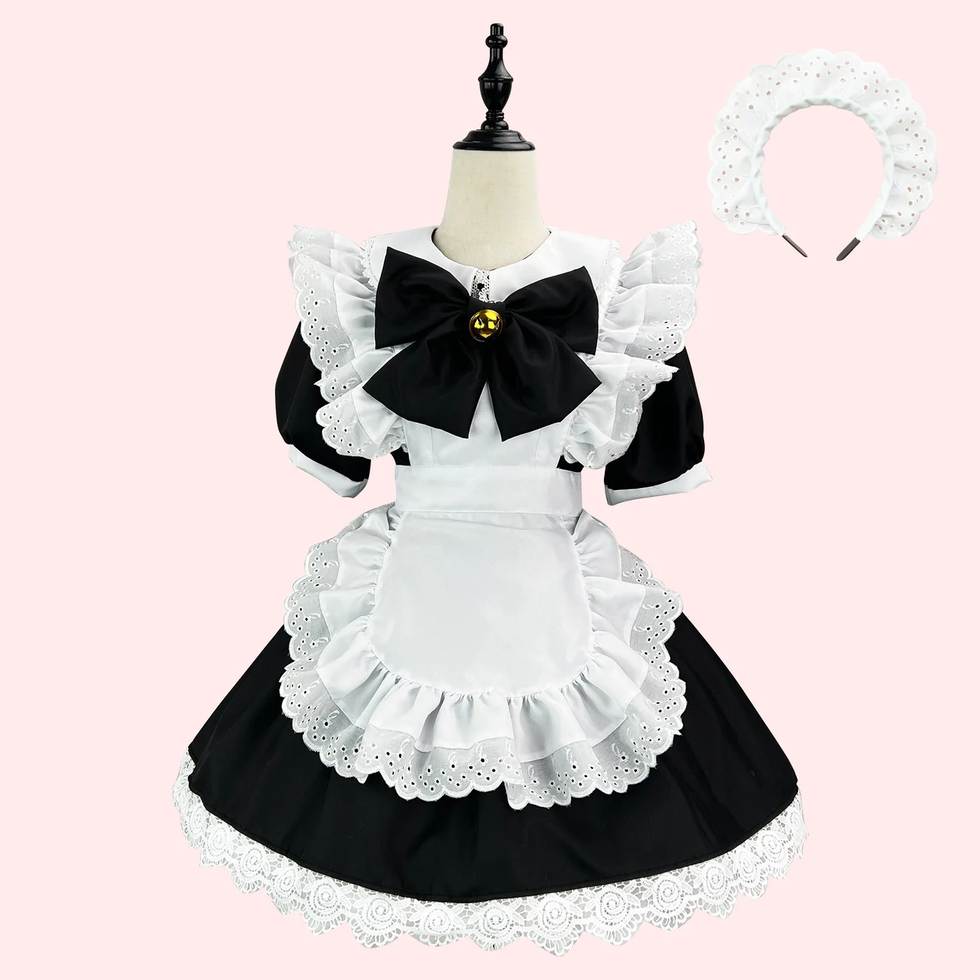 Witte Kanten Lolita Pak Jurk Japanse Anime Meid Cosplay Kostuum Halloween Partij Ober Uniform Dienaar Vrouwen Roze Jurk Pakken