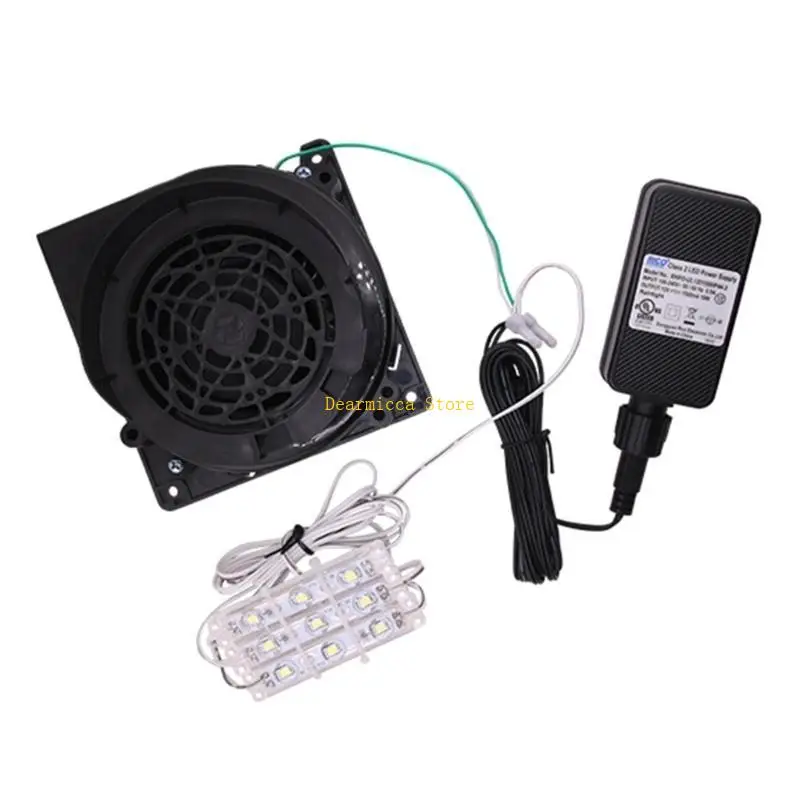 منفاخ هواء قابل للنفخ P0UE مزود بمصباح LED لعيد الميلاد منفاخ مروحة قابل للنفخ لساحة عيد الشكر وزينة عيد الميلاد في الهواء الطلق