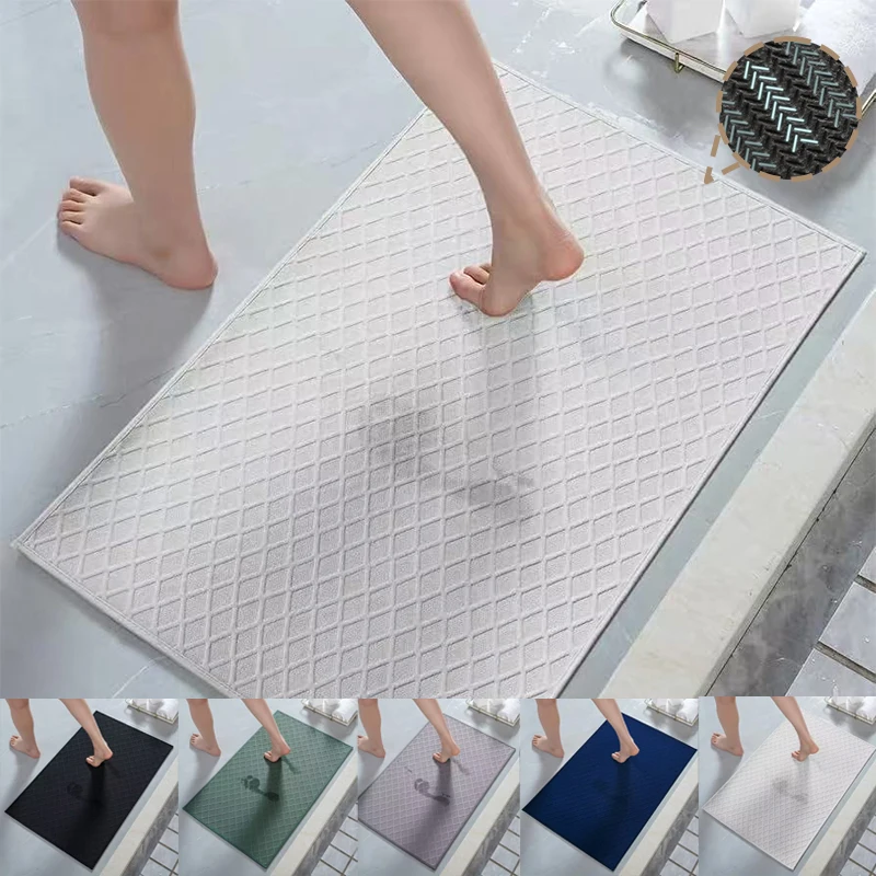 

Super Absorbent Crystal Velvet Bath Mat Bathroom Anti Slip Carpet Solid Color Multifunctional Kitchen Door Mat Easy To Clean 매트