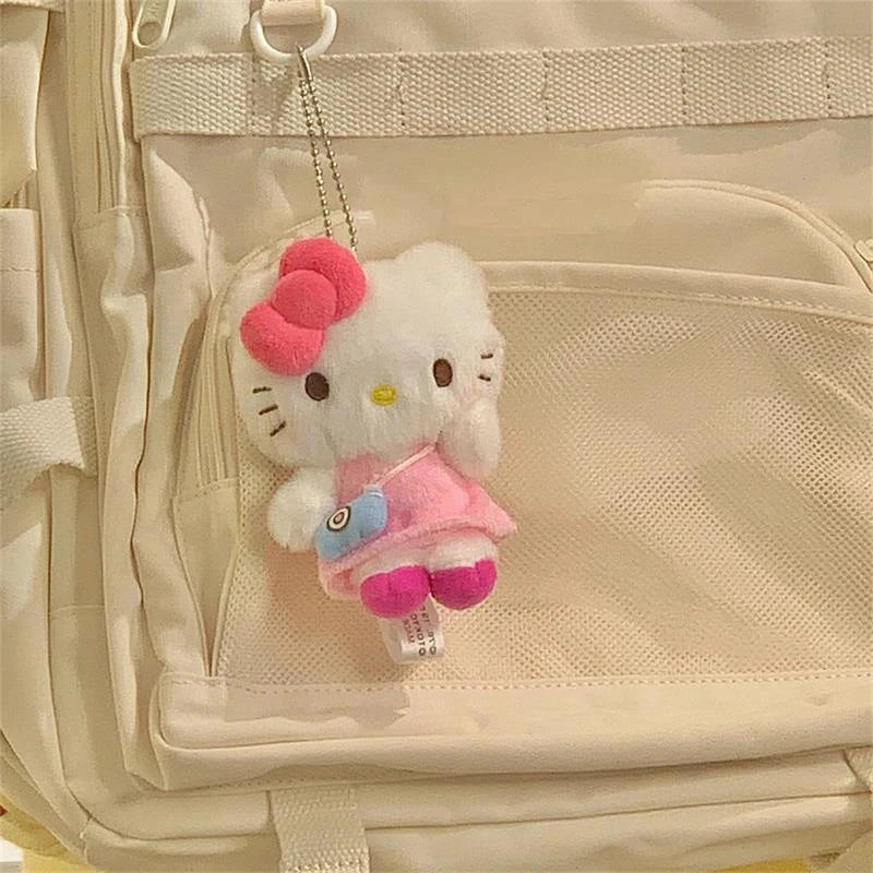 Mainan boneka mewah kartun Sanrio hadiah indah gadis liontin tas gantungan kunci kucing KT ornamen gantung boneka Hello Kitty manis lucu