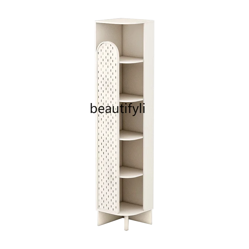 Cream Style Corner Cabinet Living Room Current Bedroom Corner Cabinet Bookcase Integrated Multifunctional Study Bookshelf