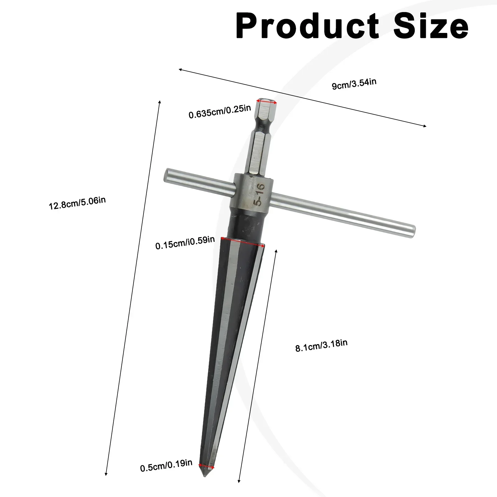 5–16 mm handgehaltene konische Reibahle aus Stahl mit T-Griff verfügt über die richtigen Konische und die Löcher für Brückenstifte oder Endpins