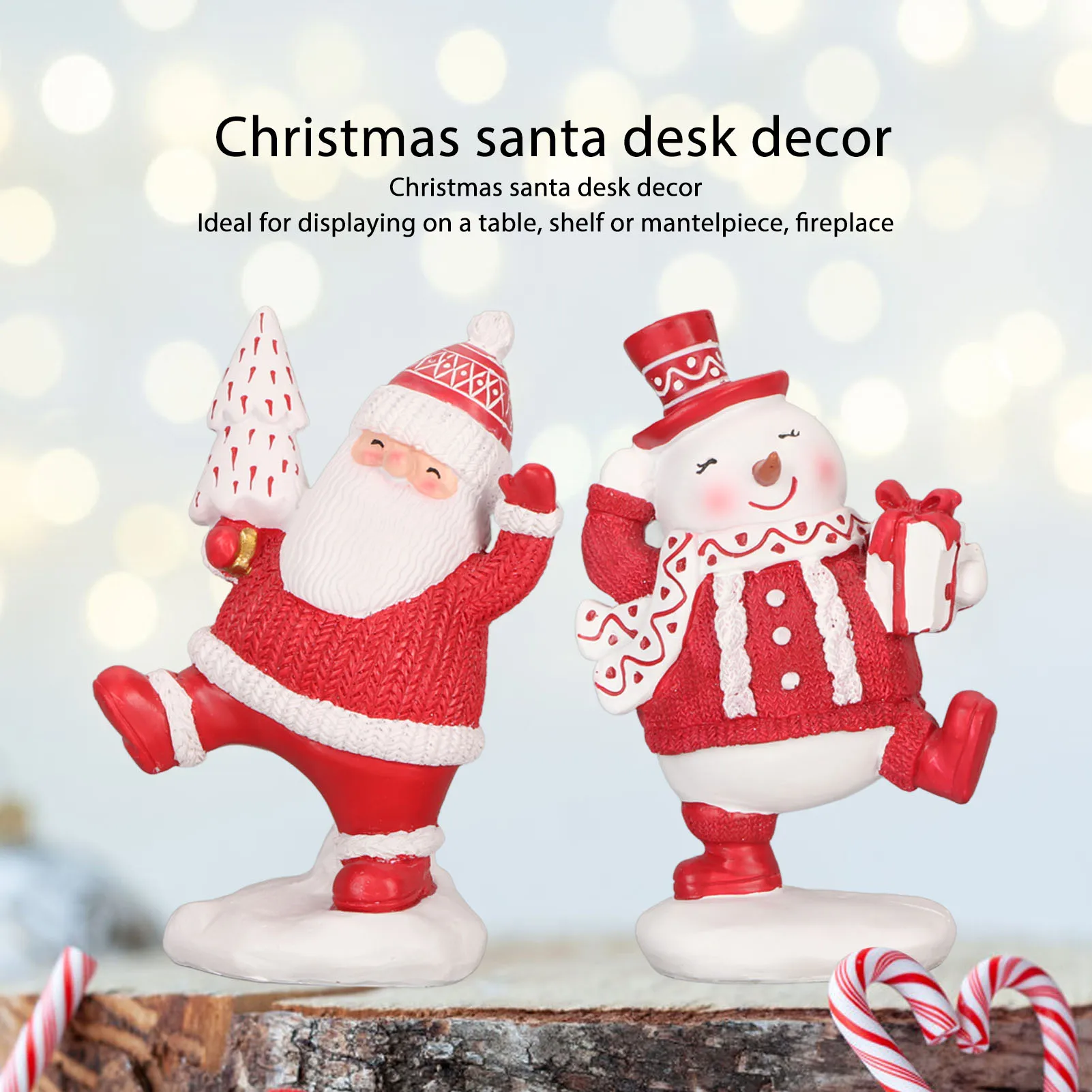 

2024 Christmas Decoration Santa Statue Snowman Figurine Red Statue Resin Crafts Christmas Desk Decor Home Ornament