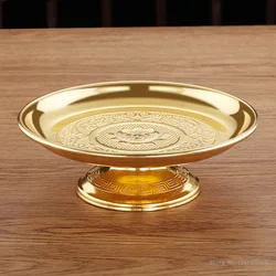 Creative Buddha Front Thickened Alloy Fruit Plate Buddhist Temple Supplies Home Restaurant Living Room High Footed Tray , 1pc