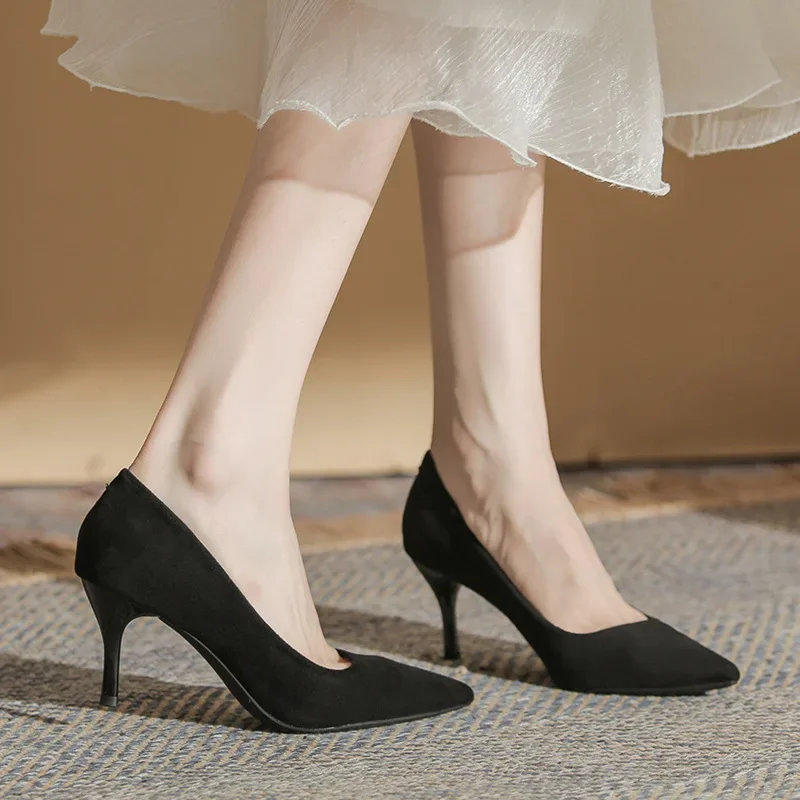 

33-40 Black High Heels 2024 Fashion Work Shoes Stiletto Ladies Heels Pumps Black Heels