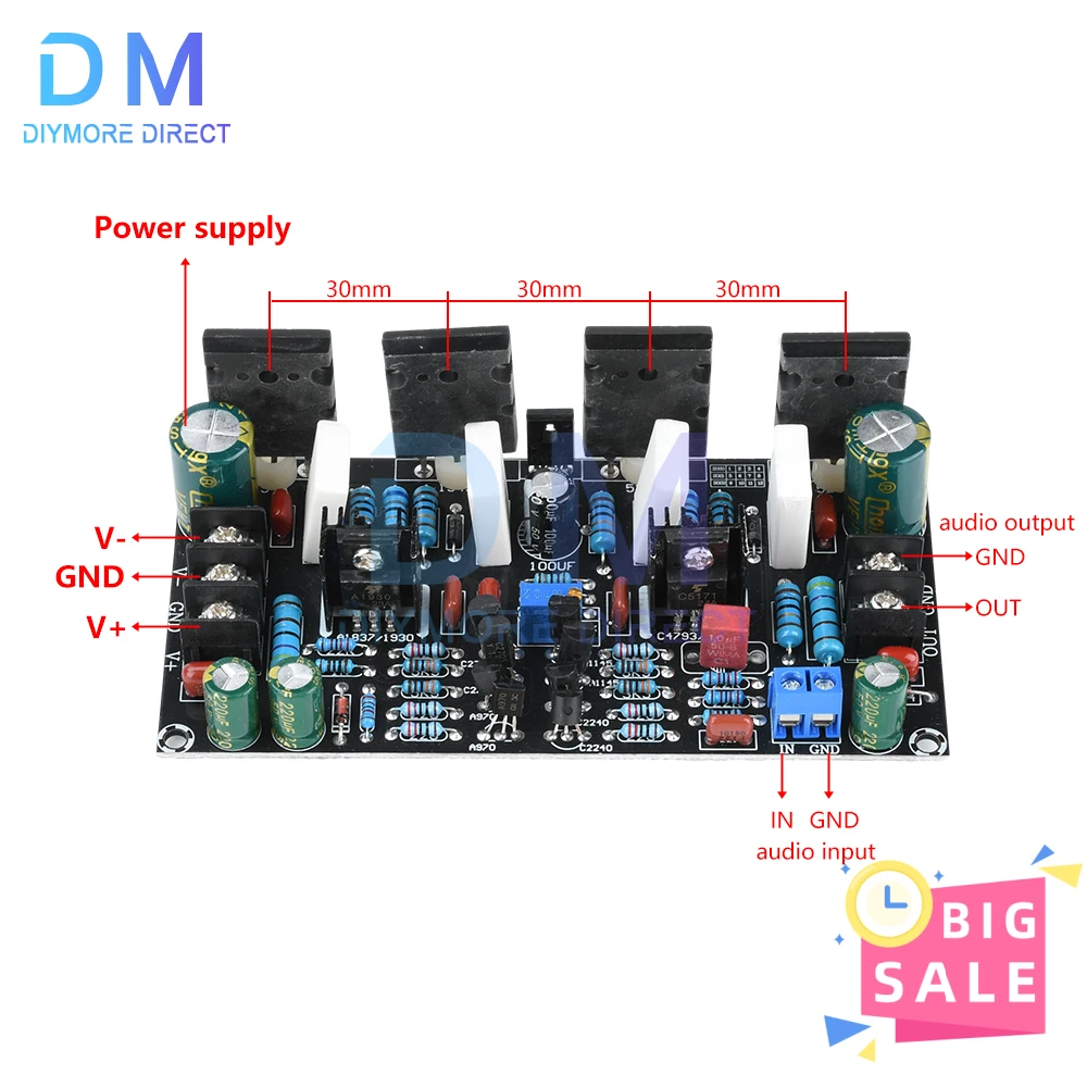 200W 1943 + 5200 High Mono Power Tube Finished Amplifier Board Electronic Component Kit