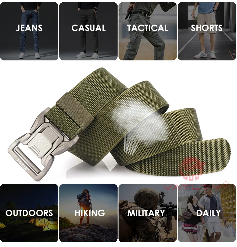 VATLTY neue 4,3 cm taktische Outdoor-Gürtel enge Nylon Aluminium Schnalle Schnell verschluss Herren Militär gürtel lässig breiten Bund männlich – Detail 2
