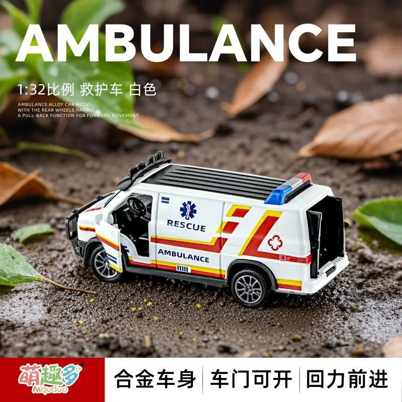 1:32 ambulância policial especial puxar para trás liga modelo de carro regenerador liga carro de brinquedo das crianças simulação inércia