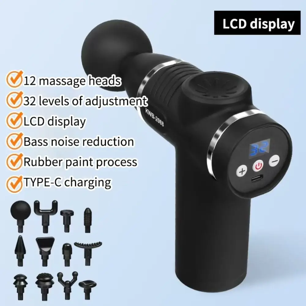 New with 12 Heads Fascia Massager Mini LCD Display Body Massager 32 Speeds Massage Machine for Muscle Neck Relaxation