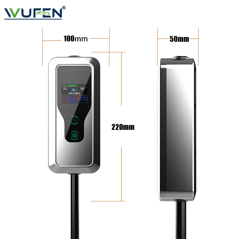 WUFEN المنزلية المحمولة شاحن سيارات كهربائية مرحلة واحدة 7KW مع CEE 220 فولت Type2/GBT/Type1/Tesla التوصيل سيارة كهربائية شحن عالي السرعة