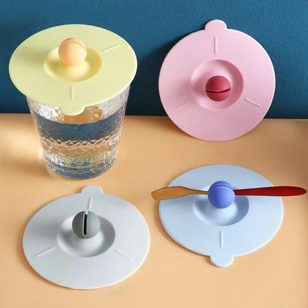 1PC Food-grade Silicone Cup Cover Cute Reusable Dustproof Suction Cup Cover Leakproof Tea Coffee Lids Seal Cap Cup Accessories