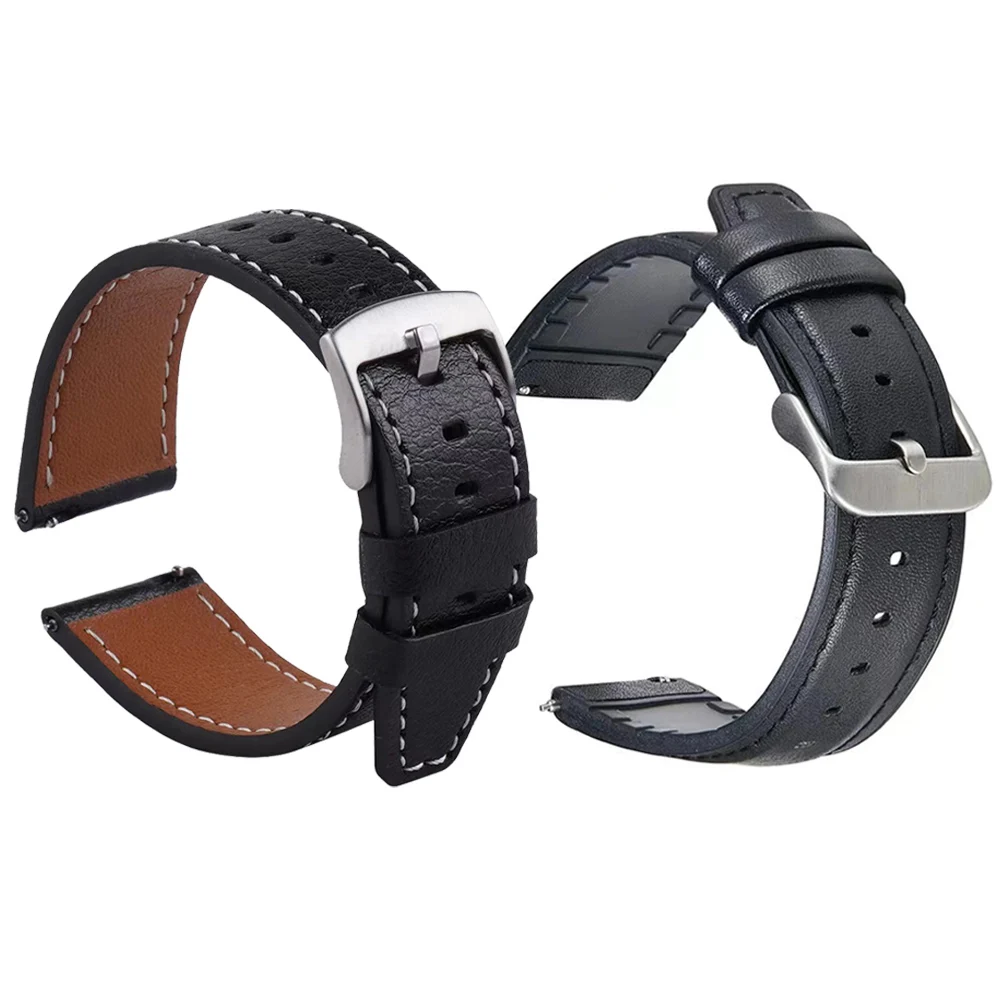22mm Band Leather Watch Straps For Xiaomi Color 2 MI Watch S1 Pro / Active Wristband For Mi S3 S2 Smartwatch Bracelet Watchband