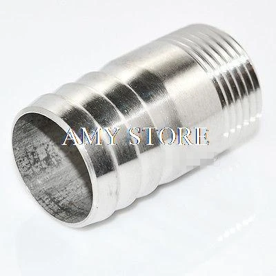 2pcs Stainless Steel 1-1/4" Male BSP Thread Pipe Fitting x 40MM OD Barb Hose Tail SS304