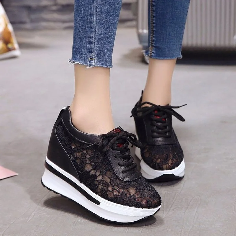 Comemore Platform Women Fashion Sneakers Spring Summer White Women\'s Sports Shoes Casual Wedges Mesh Breathable Woman 2022 New