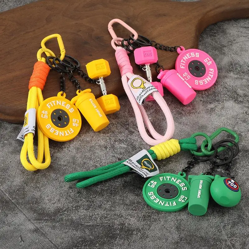 Dumbbells Keyring Detachable Barbell Plates Keychain Dopamine Water Cup Style Fitness Lover Gift for Gym Workout and Training