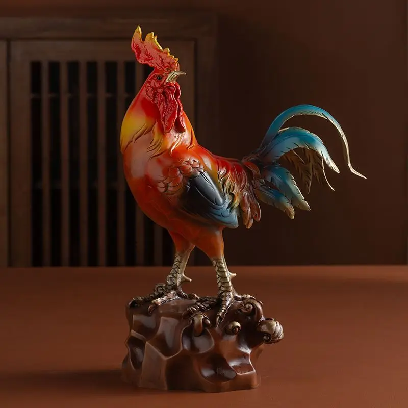 Copper rooster ornament mascot zodiac chicken housewarming new home company opening gift