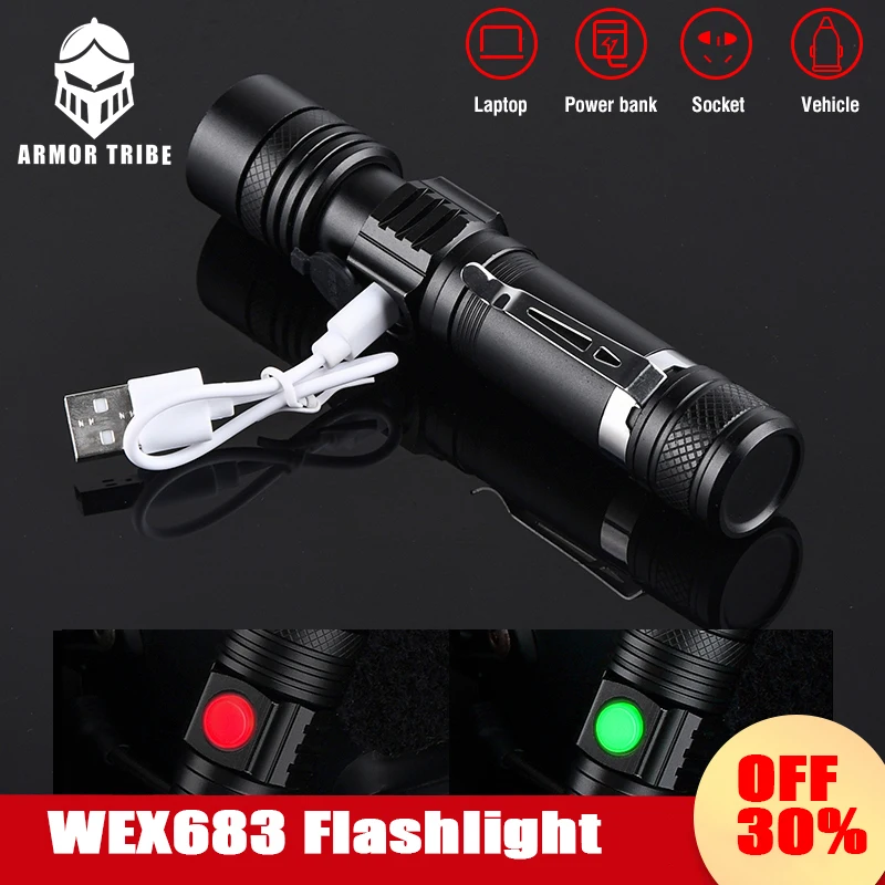 

WADSN WEX683 White LED Scout Light Tactical Flashlight USB Flashlight Hunting Weapon Airsoft Accessory Tactical Flashlight