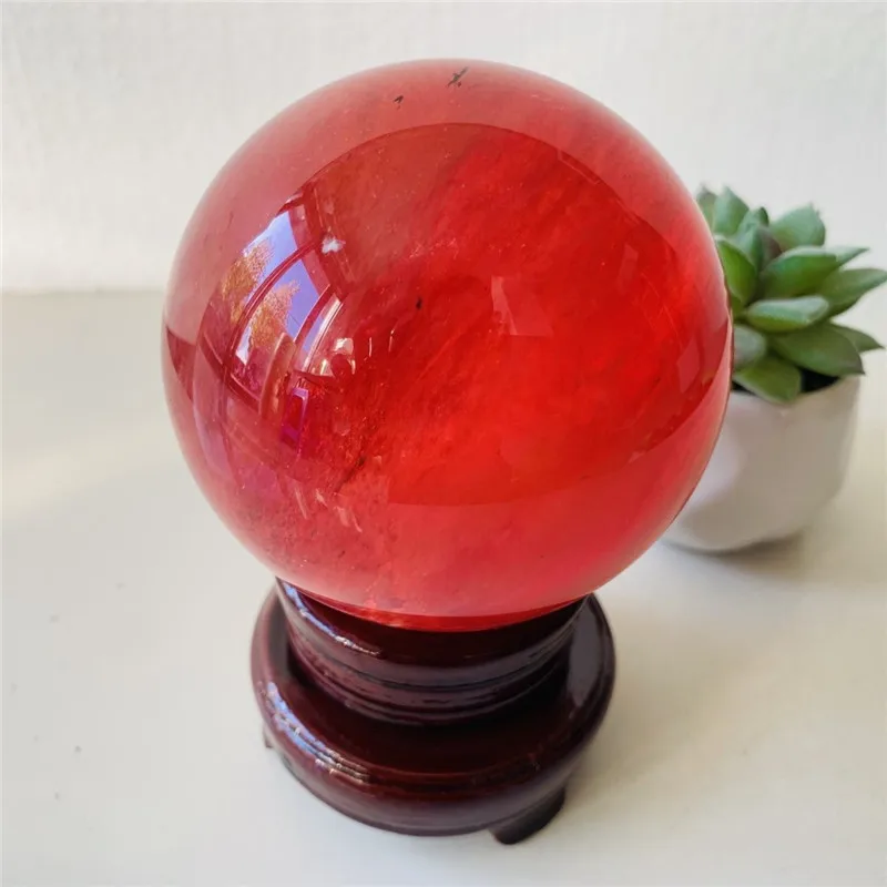 10cm Smelted Quartz Ball red Molten Stone Crystal Ball Feng Shui Home Furnishings Aura Healing Meditation Witchcraft Energy