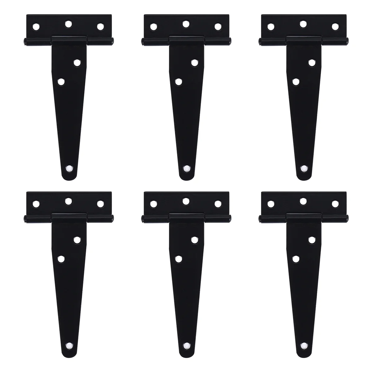 6 PCS 4 Inch T-Strap Hinges Rustic Gate Strap Hinge Rustproof Gate Door Black Hinges for , Fence and Barn Gates