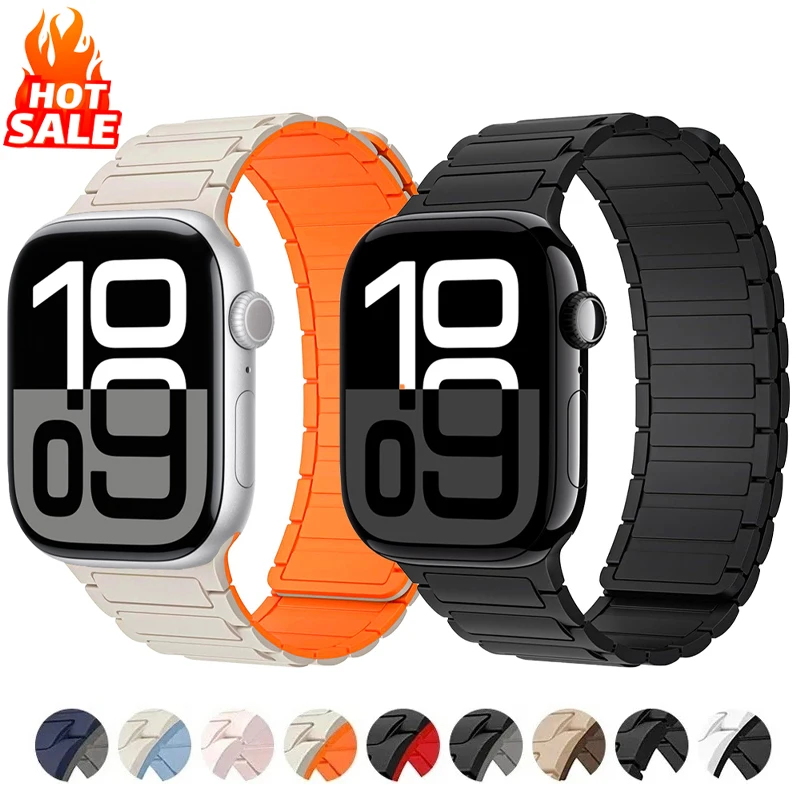 2 Pack Magnetic Loop for Apple Watch Band 44mm 40mm 45mm 41mm 46mm 42mm Bracelet iWatch Series 10 9 8 7 6 5 4 SE Ultra 2 Strap