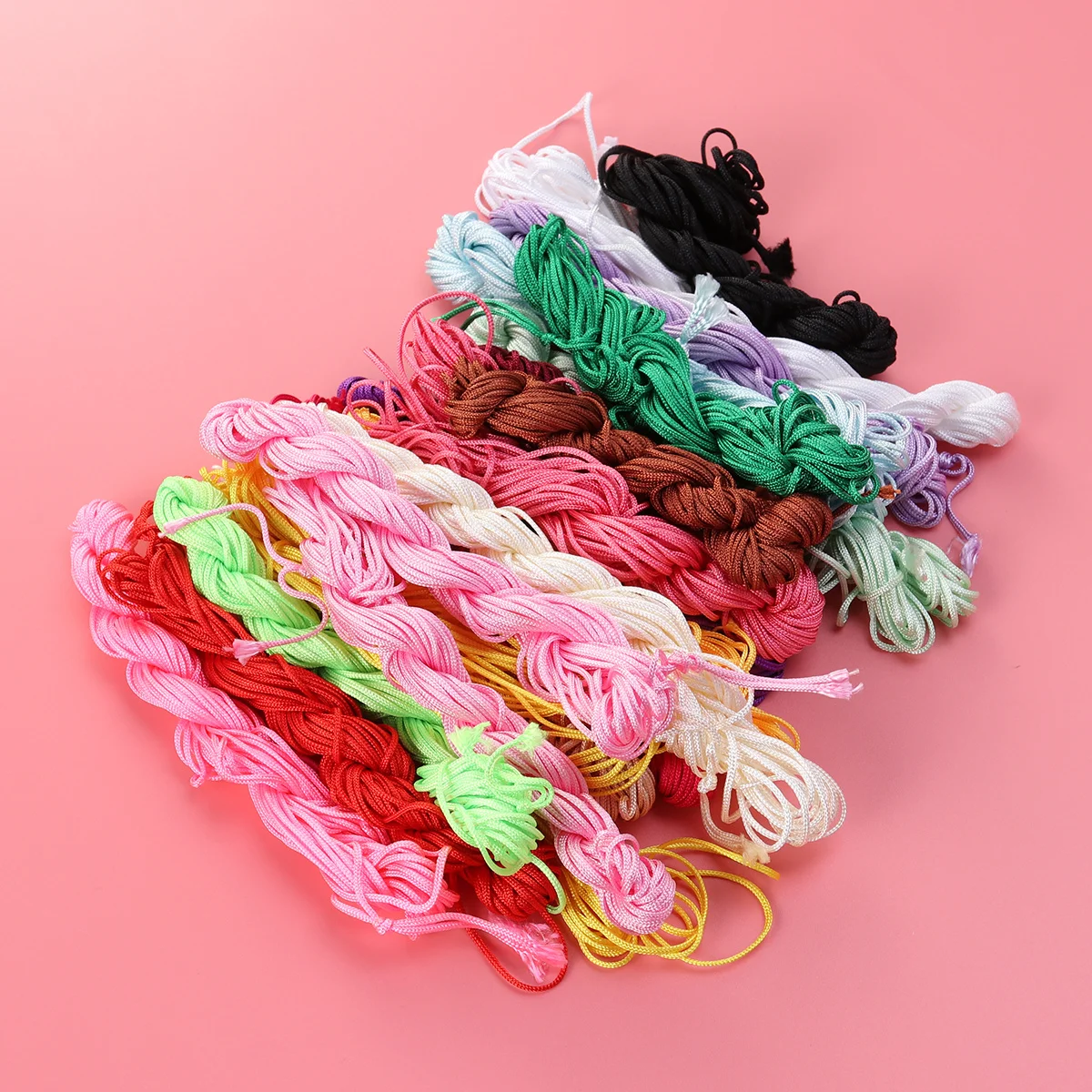 

20PCS 2 MM Multicolor Chinese Knot Braided Ropes Macrame Beads Cord Rattail Jade Lines for DIY Bracelet Necklace Jewelry Ring Fi