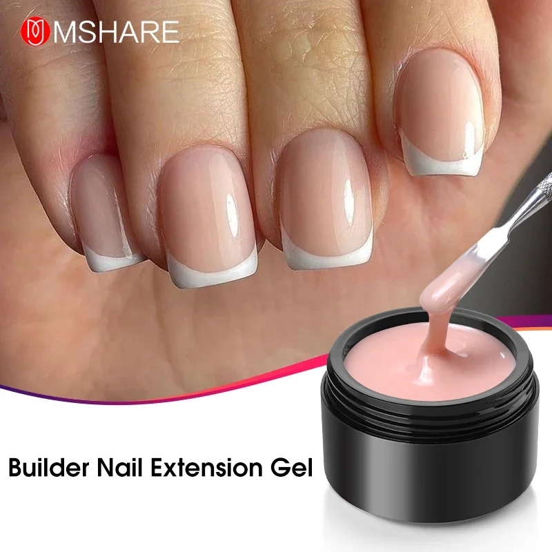 Mshare Uv Nail Extension Gel Builder Clear Building Construction Hard Gel Manicure For Nails Finger Nude French Nail Art 50ML