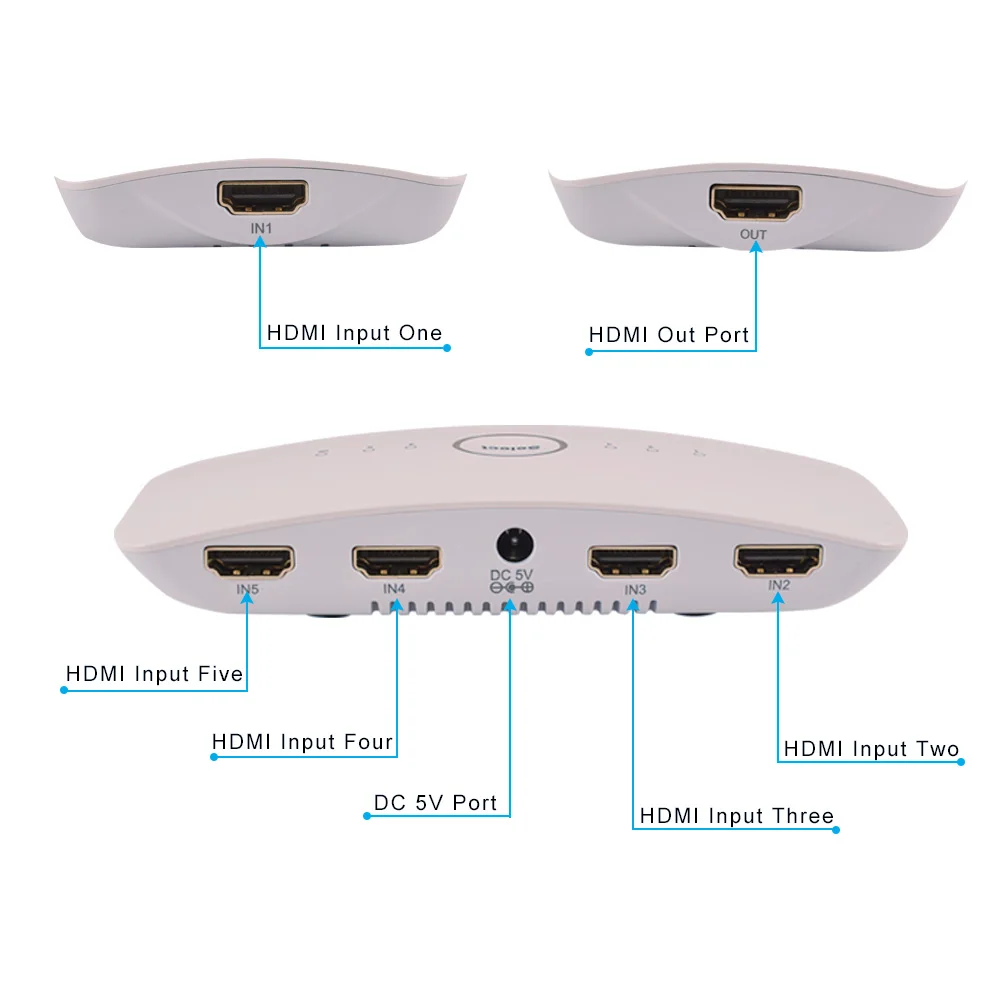 Interruptor hdmi 4k 60hz, 3x1, 5x1, v2.0, uhd, hdr, interruptor automático, saída 3 em 1, controle remoto IR, 3d, 1080p, para hdtv, xbox, ps4, tv box