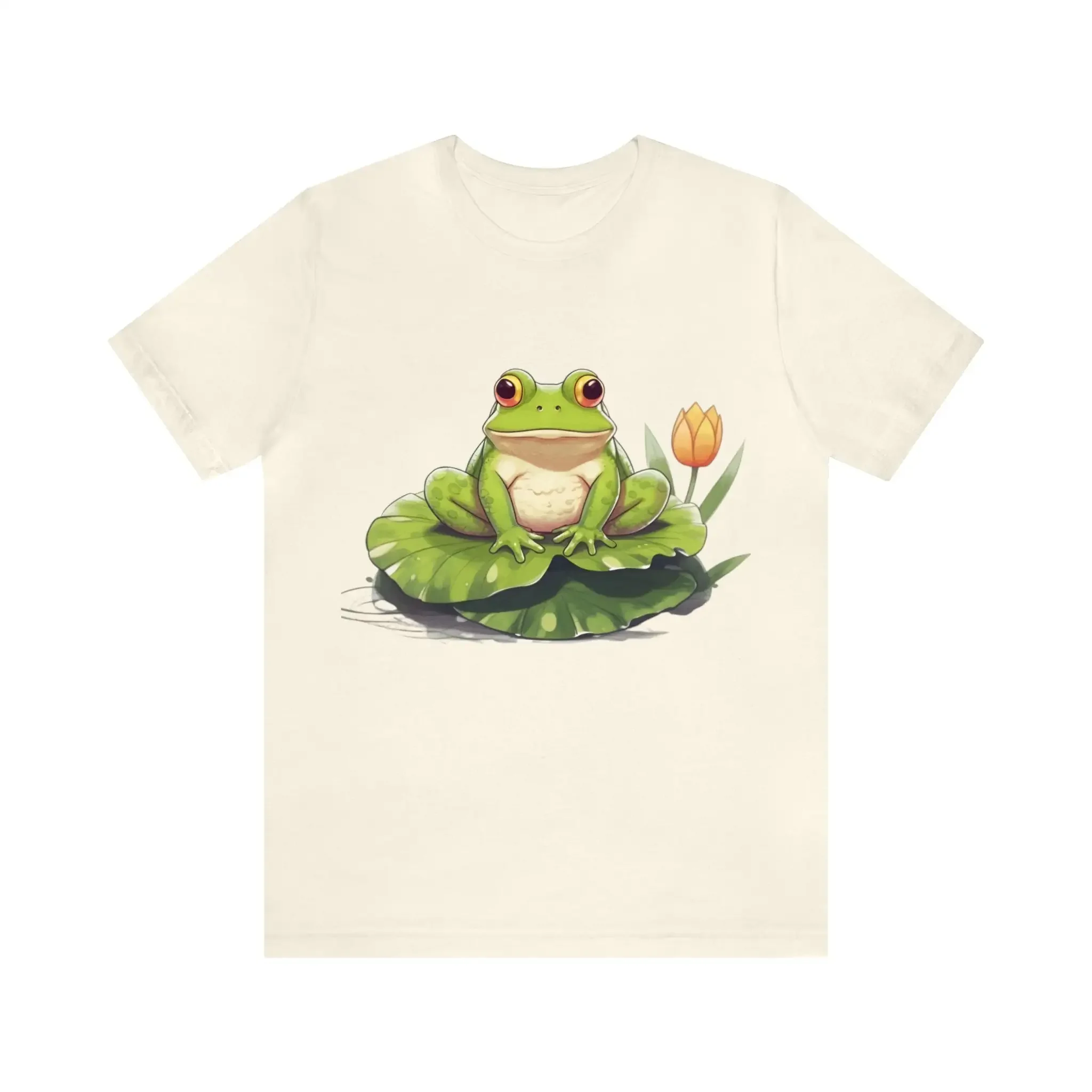 Frog on lily pad  T shirt flower wildlife pond cottagecore