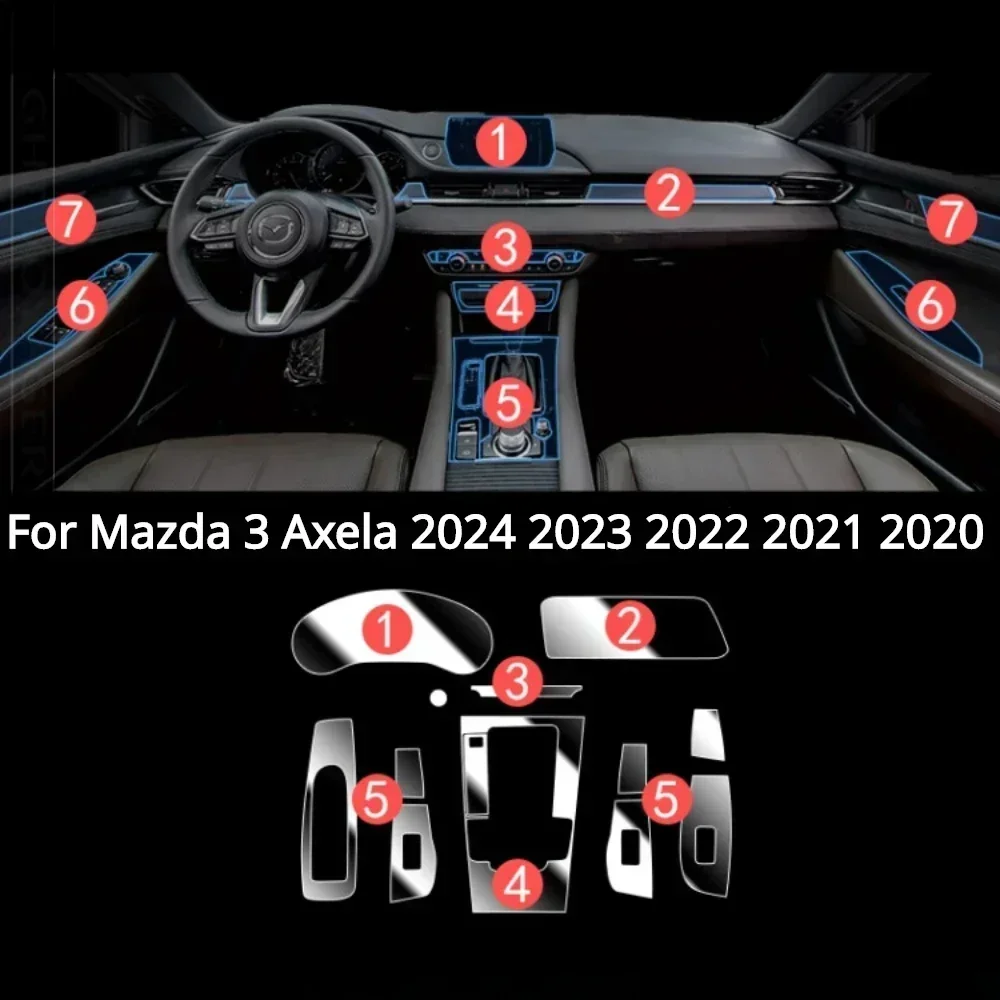 

For Mazda 3 Axela 2024-2020 Car interior Accessories film transparent TPU Gear Panel Center Console Anti-scratch resist refit